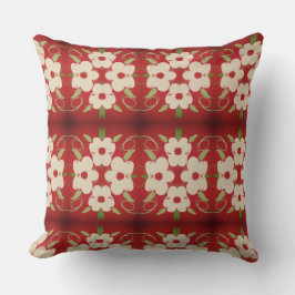 Cranberry Red-Blommigt Kudde