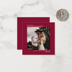 Cranberry Red Bröllop spara datum Photo Mini Anteckningskort