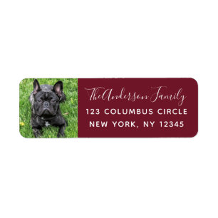 Cranberry Red Family Hund Photo Black Anpassningsb Returadress Etikett