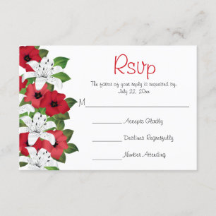 Cranberry Red Flower Lilies - Bröllop OSA Kort