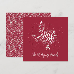 Cranberry Red Joy Helgdag Lövs Texas Shape Julkort