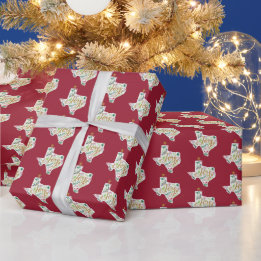 Cranberry Red Joy Helgdag Lövs Texas Shape Presentpapper