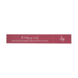 Cranberry Red Joy Holiday Leaves Texas Shape Etikettband