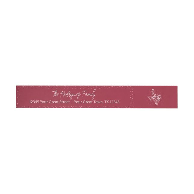 Cranberry Red Joy Holiday Löv Texas Form Etikettband (Individual)