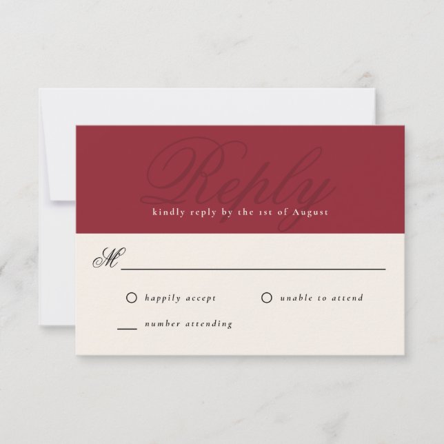 Cranberry Red Modern Elegant Minimum Monogram OSA (Framsida)