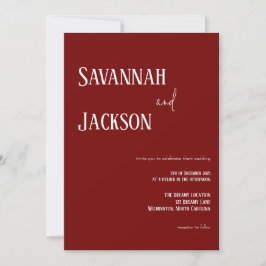 Cranberry Red Modern Elegant Wedding Invitation Inbjudningar