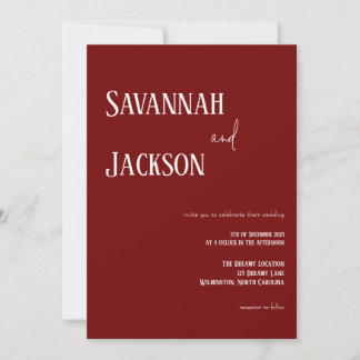 Cranberry Red Modern Elegant Wedding Invitation Inbjudningar