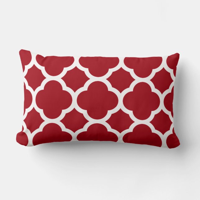 Cranberry Red Quatrefoil Mönster Lumbarkudde (Framsida)