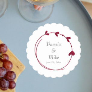 Cranberry Red Simple Heart WAN Bröllop Underlägg Papper