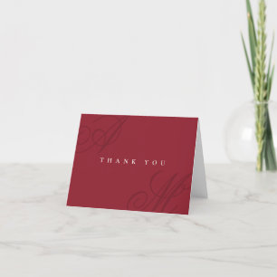 Cranberry Red Simple Minimal Bröllop Tack Kort