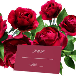Cranberry Red Simple Stylized Script Bröllop Placeringskort