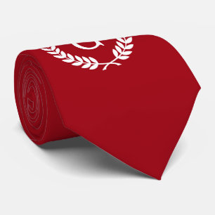 Cranberry Red White Laurel Wand Initial Monogram Slips