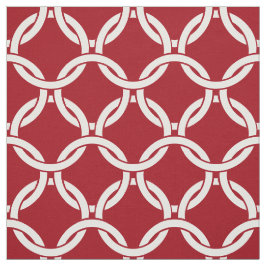 Cranberry Red, White Linked Circles Mönster #1 Tyg