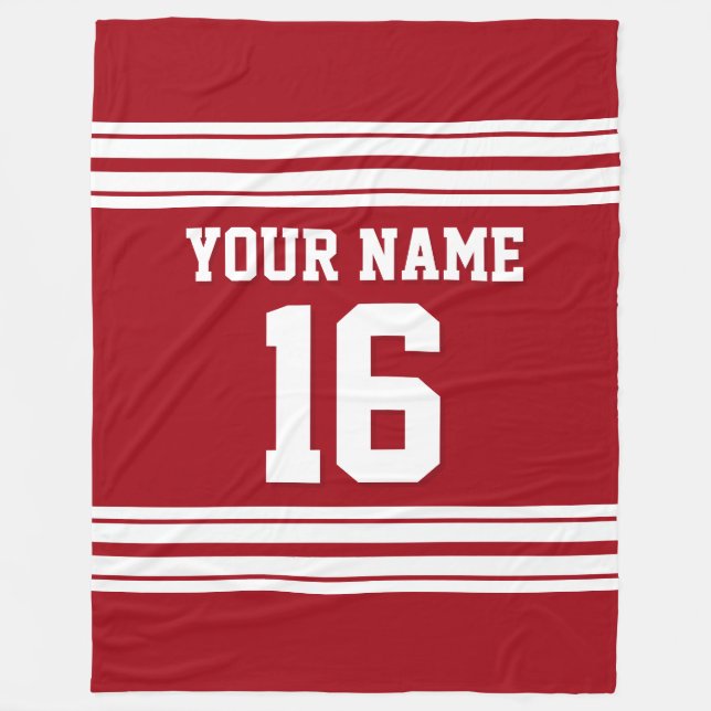 Cranberry Red White Sports Jersey Fleecefilt (Framsidan)