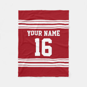 Cranberry Red White Sports Jersey Fleecefilt