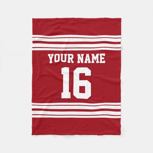 Cranberry Red White Sports Jersey Fleecefilt (Framsidan)
