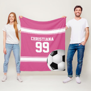 Cranberry rosa och White Rand-fotboll Fleecefilt