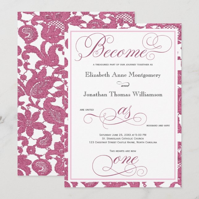 Cranberry Snöre blir ett kristet Bröllop Inbjudningar (Fram/baksida)