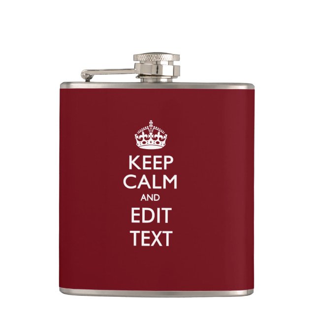 Cranberry Vin Burgundy Behålla Lugn och din text Fickplunta (Framsidan)