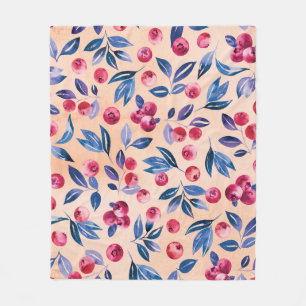 Cranberry Watercolor: Vild Berries Seamless Fleecefilt