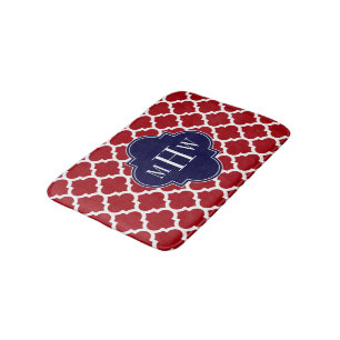 Cranberry Wht Moroccan #5 Navy 3 Initial Monogram Badrumsmatta
