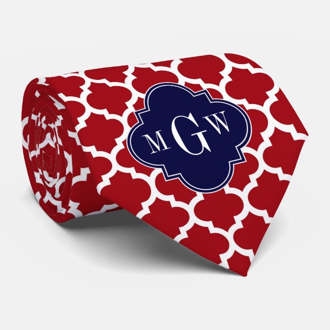Cranberry Wht Moroccan #5 Navy Blue Namn Monogram Slips (Rullad)