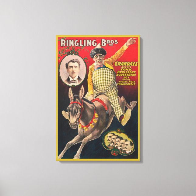 Crandall the Clown Performing with Hans Mule Canvastryck (Framsida)