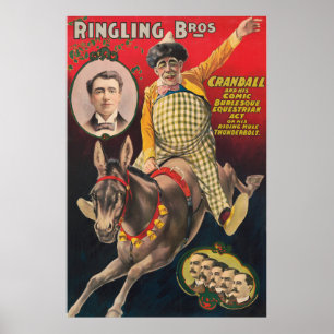 Crandall the Clown Performing with Hans Mule Poster