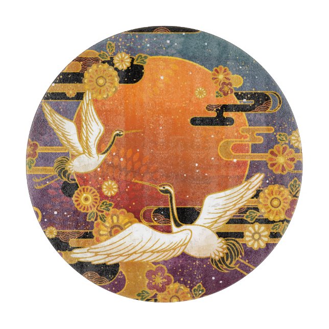 Crane Bird Chrysanthemum Japanska Mönster (Framsidan)