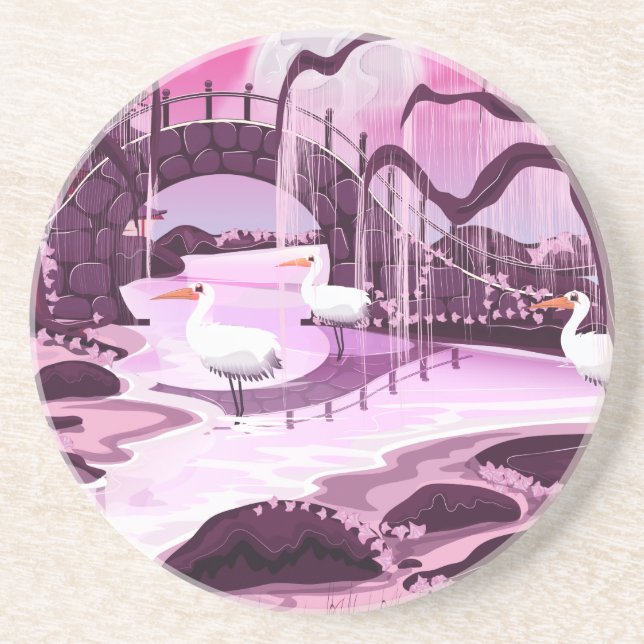 Crane Birds i koreanska Garden Underlägg (Framsidan)