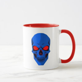 Crâne bleu aux yeux rouges. mugg