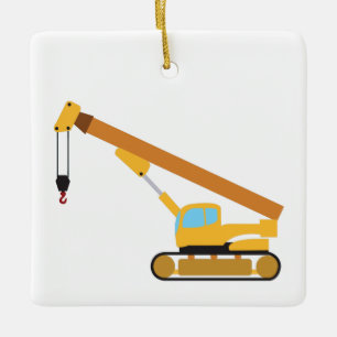Crane Construction Lastbil Julgransprydnad Keramik