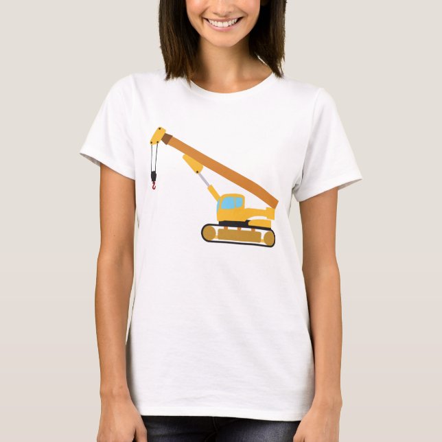 Crane Construction Lastbil T Shirt (Framsida)