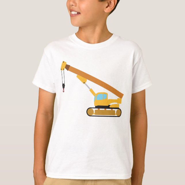 Crane Construction Lastbil T Shirt (Framsida)