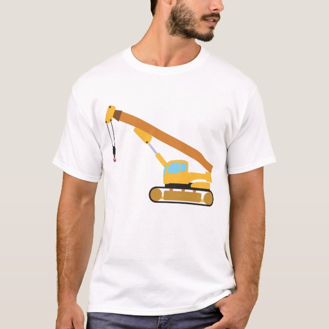 Crane Construction Lastbil T Shirt (Framsida)