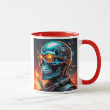 Crâne cybernétique en fusion.