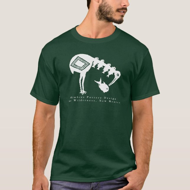Crane Eating Fish - Mimbres Pottery Design T-Shirt (Framsida)