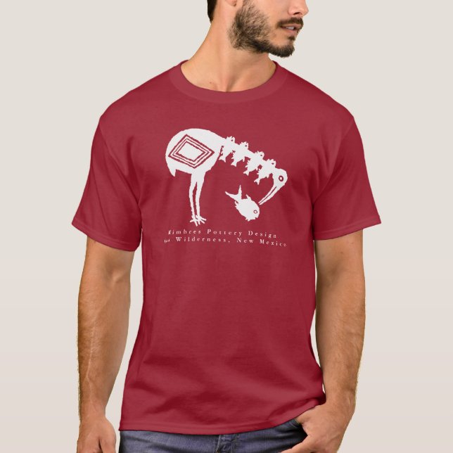 Crane Eating Fish - Mimbres Pottery Design T-Shirt (Framsida)