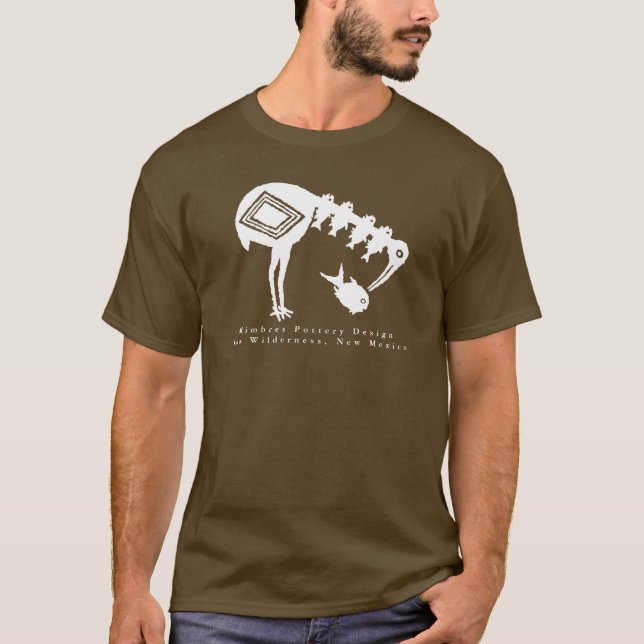 Crane Eating Fish - Mimbres Pottery Design T-Shirt (Framsida)