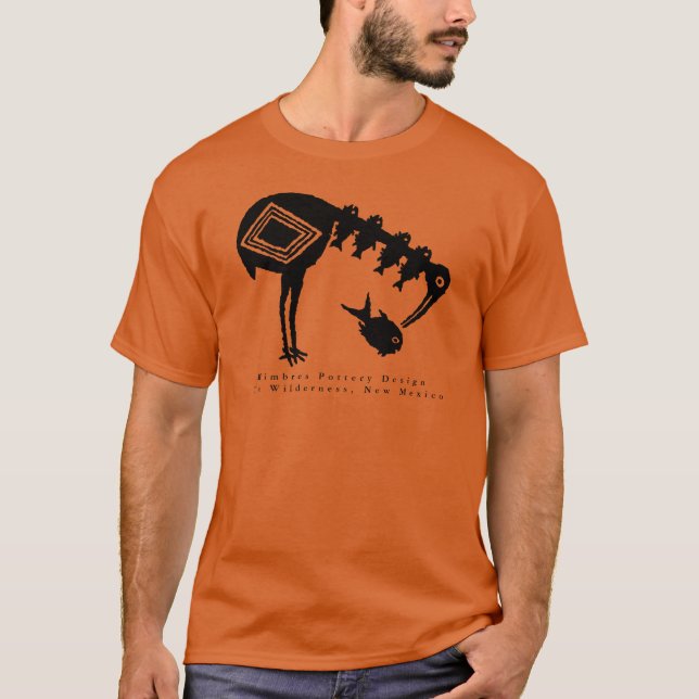 Crane Eating Fish - Mimbres Pottery Design T-Shirt (Framsida)