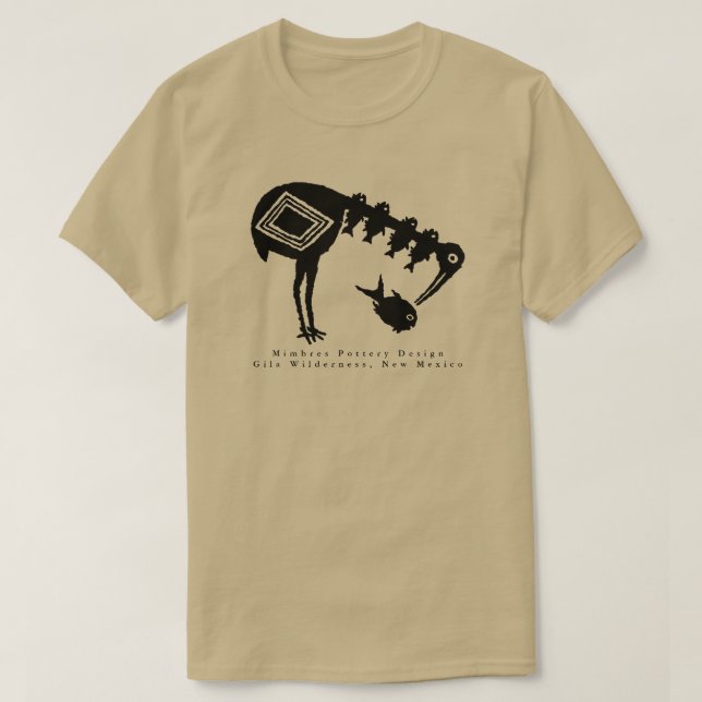 Crane Eating Fish - Mimbres Pottery Design T-Shirt (Design framsida)