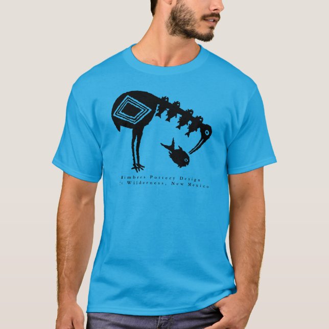 Crane Eating Fish - Mimbres Pottery Design T-Shirt (Framsida)