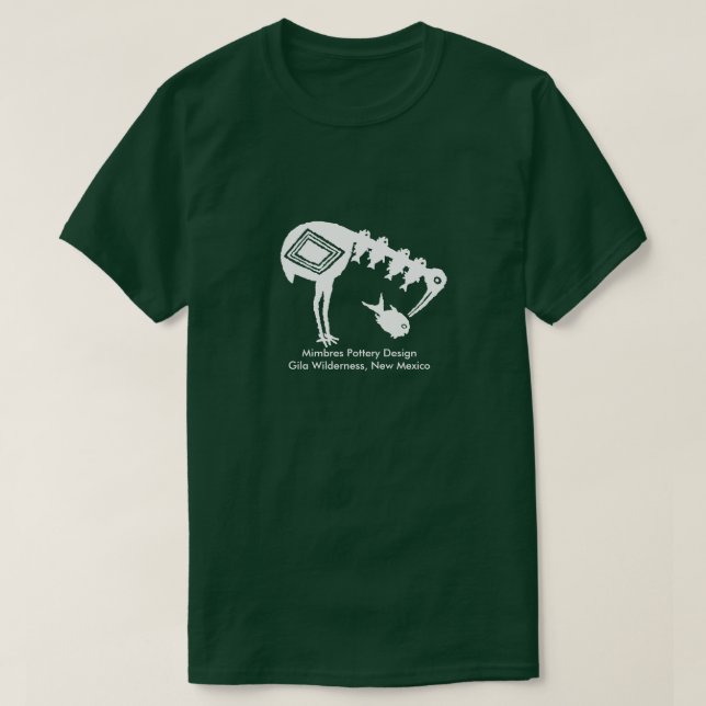Crane Eating Fish - Mimbres Pottery Design Tee (Design framsida)