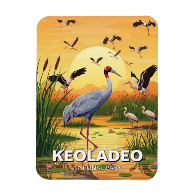 Crane in Keoladeo National Park India Travel Magnet (Vertikal)