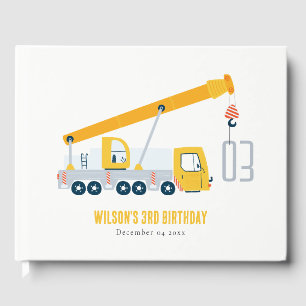 Crane Lastbil Construction Fordon Barns födelsedag Gästböcker