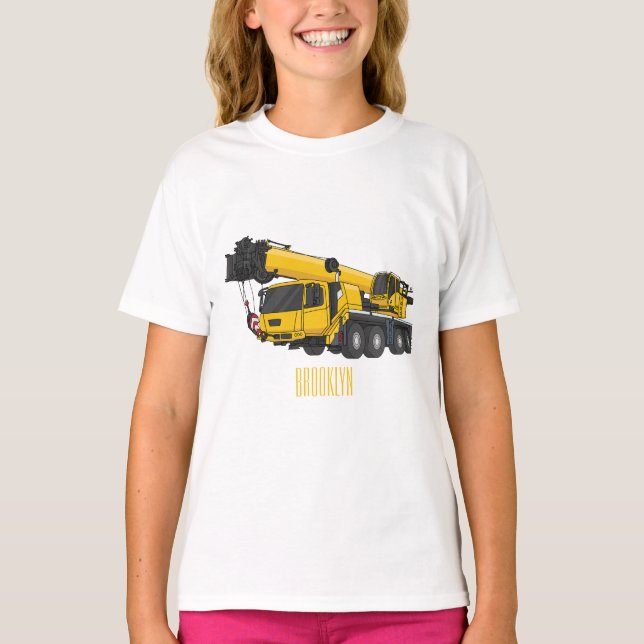 Crane lastbil tecknad illustration Barns plattor T Shirt (Framsida)