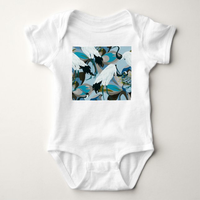 Crane & Lotus: Vintagen Abstrakt T Shirt (Framsida)