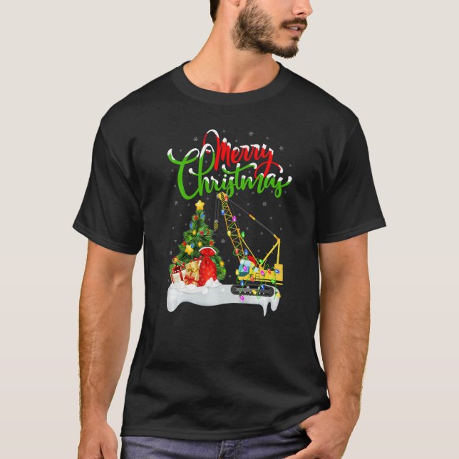 Crane Machine Xmas Decorations Santa Crane Christm T Shirt (Framsida)