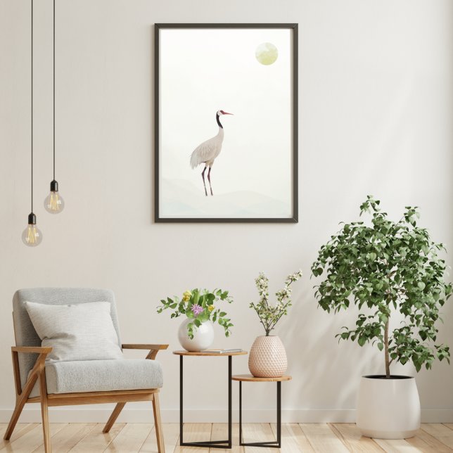 Crane Minimalist Aesthetic White Beige A-1 Poster (Skapare uppladdad)