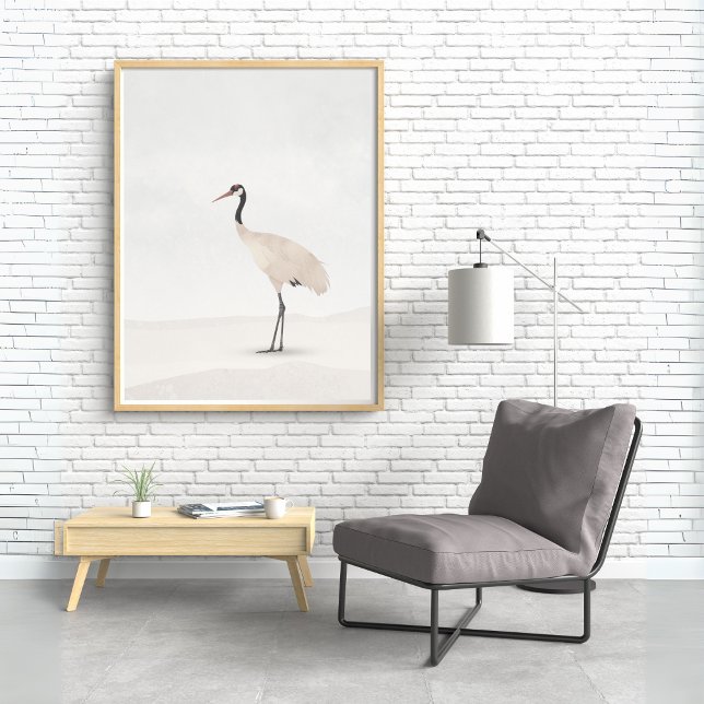 Crane Minimalist Aesthetic White Beige B-2 Poster (Skapare uppladdad)